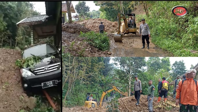 Tebing di Cikarang Cidolog Longsor, Tutupi Jalan dan Timpa Mobil Minibus