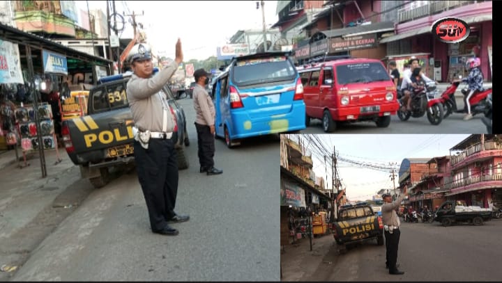 Gatur Pagi Dihari Libur, Unit Lantas Polsek Gunungguruh Berikan Kelancaran Dijalan Raya