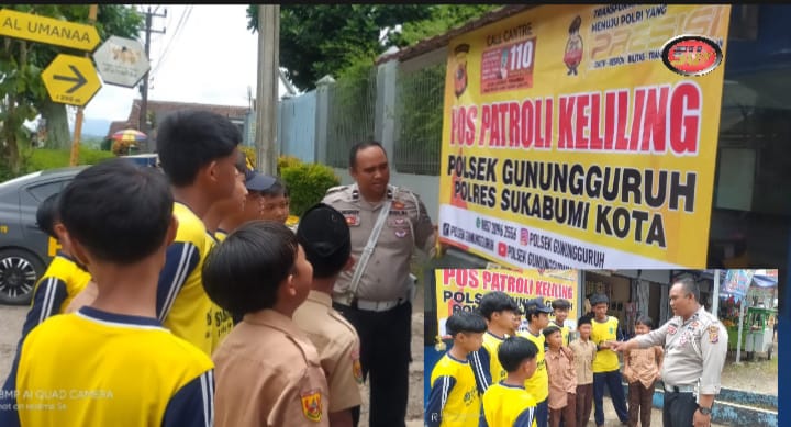 Kanit Lantas Polsek Gunungguruh Dialogis Beri Pendidikan Lalu Lintas Pada Anak SMP saat Bubaran sekolah