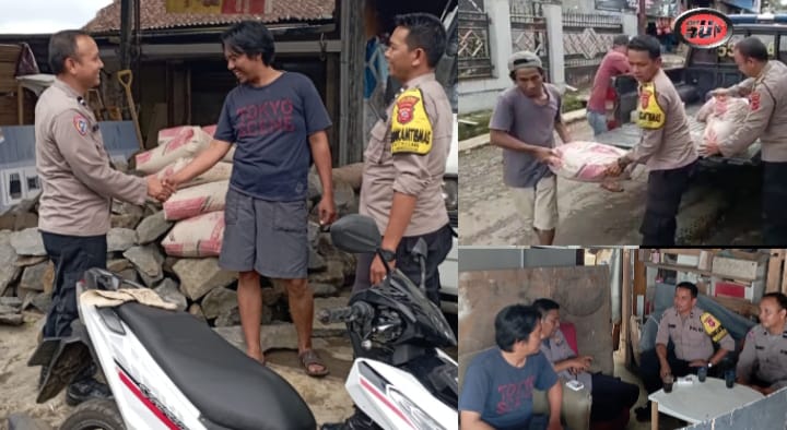 Kanit Binmas Polsek Gunungguruh Berikan Bantuan Untuk Benahi Rumah Warga Yang Ambruk