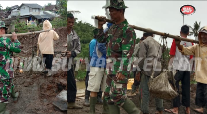 Babinsa Gunungjaya Bersama Warga Laksanakan Karya Bakti Buat Saluran Irigasi