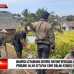 Babinsa Citamiang dan Warga Gotong-royong Perbaiki Jalan Setapak