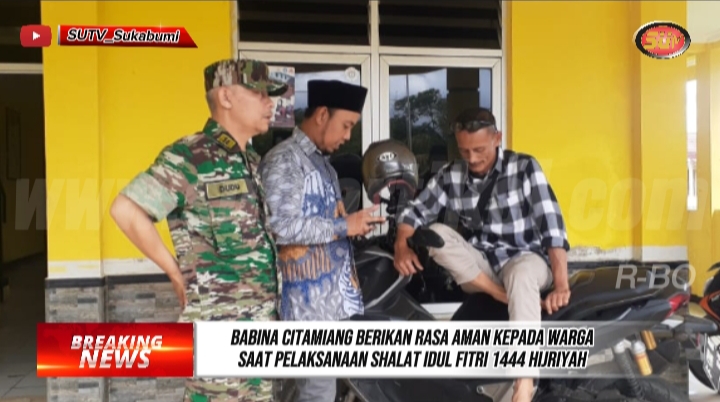 Babinsa Citamiang Berikan Rasa Aman Kepada Warga Saat Ibadah Idul Fitri 1444 hijriah.