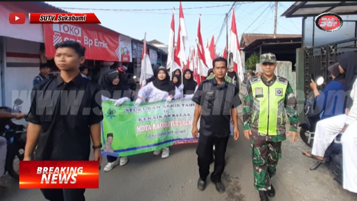 Demi Kelancaran, Babinsa Citamiang Koramil 0607-09/Cisaat Bersinergi Amankan Jalannya Karnaval MDTA