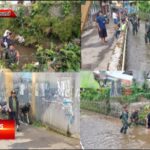 Karya Bakti TNI ” Para Babinsa Koramil 0607-09/Cisaat Bersama Warga Bersihkan Sampah di Sungai Desa Sukamanah