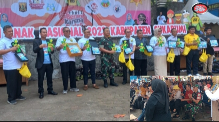 Hadiri Puncak Peringatan Hari Anak Nasional ke 39 di Cisaat, Danramil 0607-09/Cisaat mendampingi Dandim