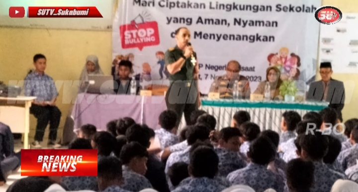 Danramil 0607-09/Cisaat Berikan Materi Pencegahan Bullying dan Wasbang Kepada Siswa SMPN 1 Cisaat