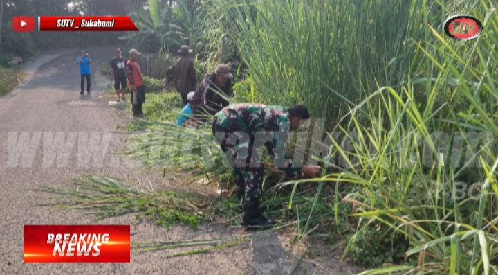 Kebersamaan Babinsa Cibolangkaler Bersama Warga Laksanakan Karya Bakti Bersihkan Jalan Lingkungan