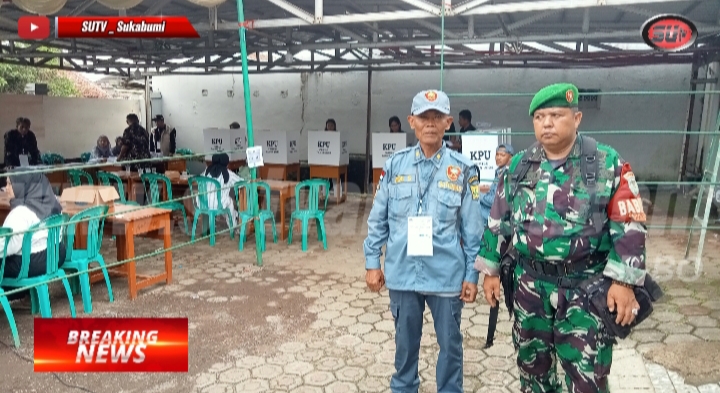 Babinsa Koramil 0607-09/Cisaat Laksanakan monitoring Pengamanan TPS Pemilu Serentak 2024