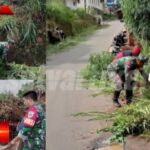 Ciptakan Suasana Lingkungan Yang Nyaman, Anggota Koramil 0607-09/Cisaat Turut serta Bersihkan Lingkungan Desa binaan