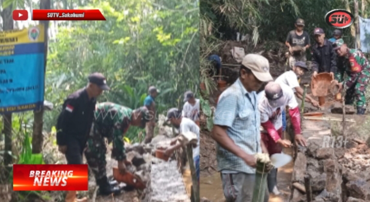 Babinsa Sukaresmi Laksanakan Karbak Pendampingan Pembangunan Saluran Irigasi