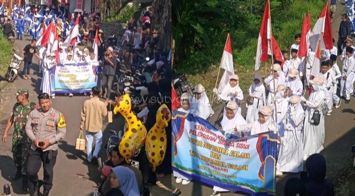 Gelar Acara Perpisahan dan Kenaikan Kelas, Madrasah Miftahul Falah Kadudampit Tampilkan Pawai Drum Band