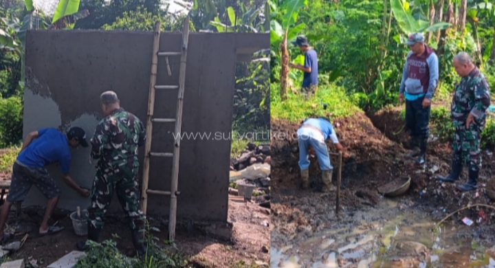 Babinsa Kelurahan Selabatu Lakukan Pendampingan Pembangunan Irigasi Untuk Perpompaan (Irpom) di Ladang Sawah