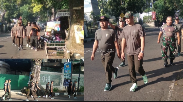 JAGA KESEHATAN DAN KEBUGARAN TUBUH DANRAMIL BERSAMA ANGGOTA KORAMIL 0607-04/KOTA SUKABUMI UTARA LAKSANAKAN JALAN SANTAI