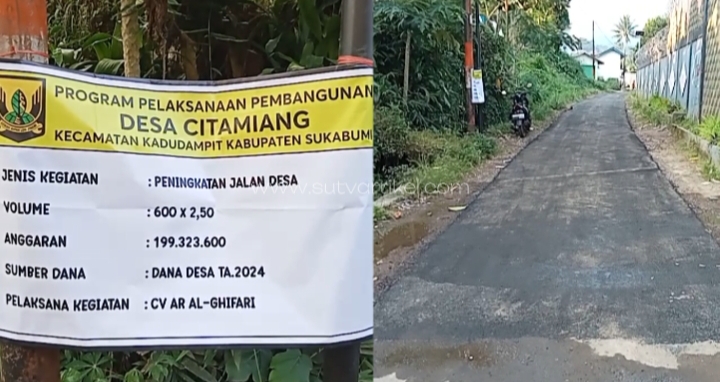 Gunakan Dana Desa Tahap 1 Non Earmarked, Secara Kontraktual Pemdes Citamiang Lakukan Pengaspalan Jalan Desa Sepanjang 600 meter