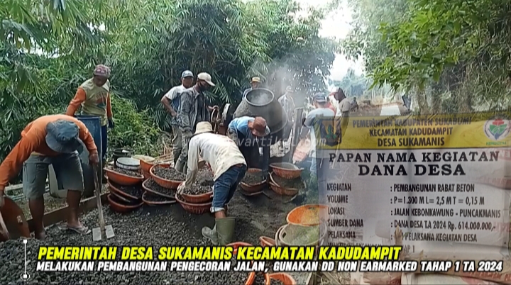 Pemdes Sukamanis Kadudampit, Alokasikan Dana Rp 614 Juta Untuk Pengecoran Jalan