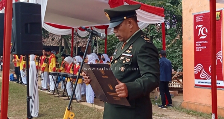 Danposramil Gunungguruh Koramil 0607-09/Cisaat Hadiri Upacara Memperingati Detik-detik Proklamasi HUT RI ke-79 Wilayah Kecamatan Gunungguruh