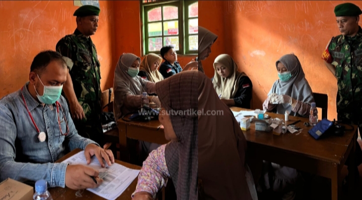 Babinsa Sukasari Koramil 09/Cisaat Turut Hadir dalam Kegiatan Bakti Sosial Pengobatan Gratis