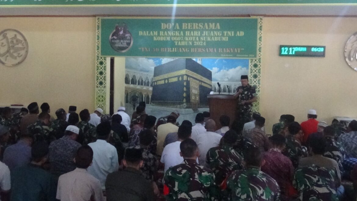 Peringati Hari Juang TNI AD Ke-79, Anggota Koramil 0607-04/Kota Sukabumi Utara Ikuti Do’a Bersama Di Mesjid Abu Bakar Makodim